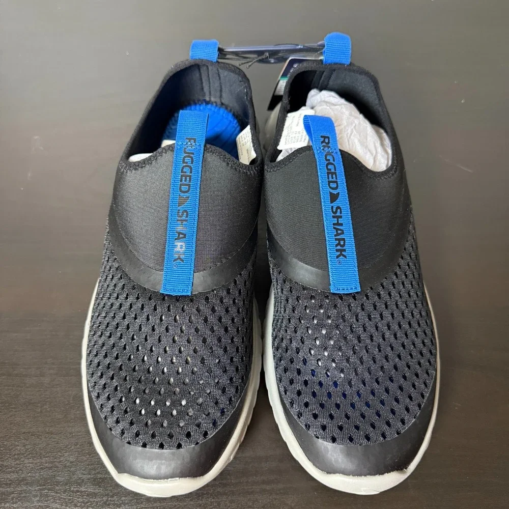 Rugged‎ Shark Water Shoes Men's 10 Black Mesh Slip-On Breathable Lightweight NEW